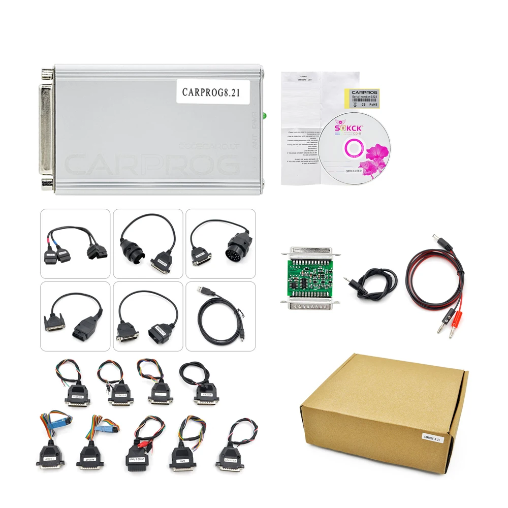 CARPROG V10.0.5/V8.21 автомобильный Prog OBD OBD2 чип-тюнинг блока управления двигателем OBDII Автомобильный инструмент для ремонта автомобиля prog V10.93 со всеми адаптерами