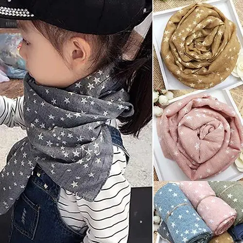 

Girl's Kids Star Pentagram Warm Shawl Autumn Winter Gift Stole Soft Scarfhot