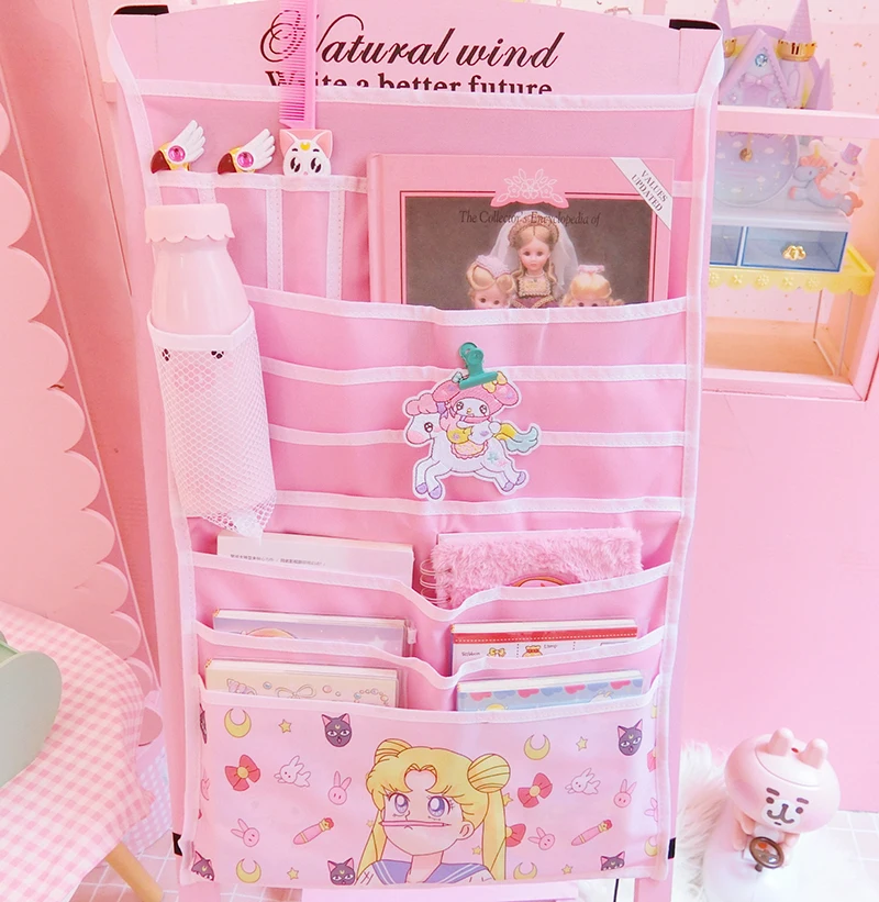 Мультфильм Сейлор Мун hello kitty My Melody Cinnamoroll пудинг собака косметички настенные подвесные сумки для книг сумки для хранения косметики для девочек