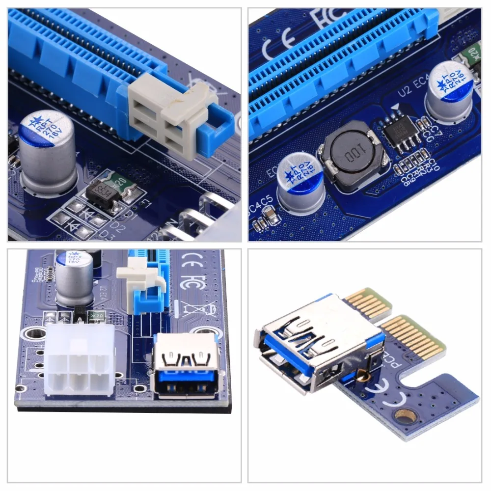 USB 3 0 PCI-E Express 1 удлинитель адаптер для карты 6 Pin кабель питания подходит 1x 4x 8x 16x