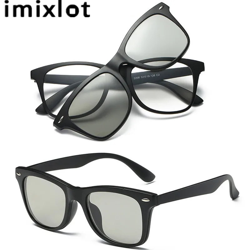 Поляризованные солнцезащитные очки IMIXLOT с клипсой мужские для вождения линзами