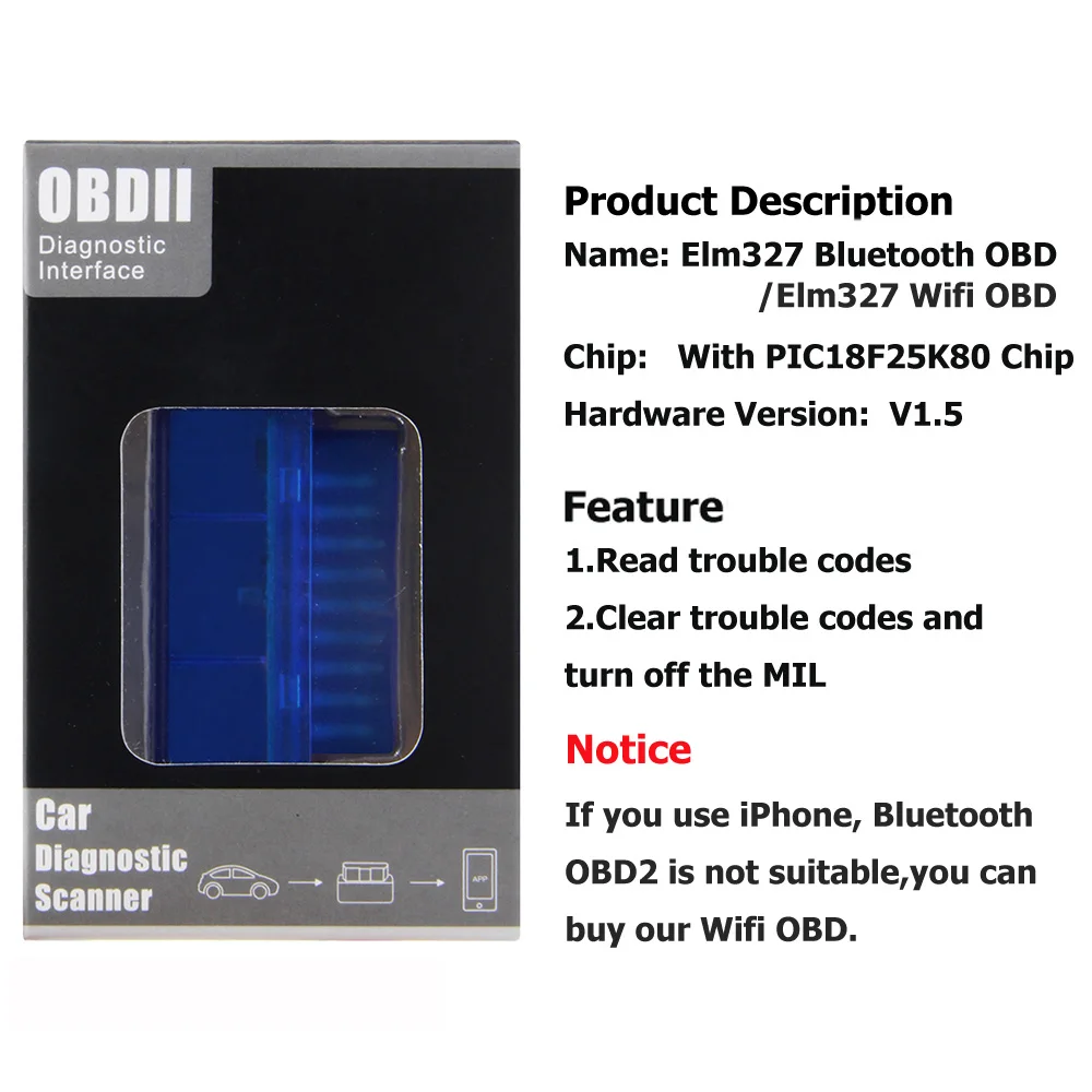 Автомобильный диагностический сканер Elm327 Pic18f25k80 V1.5 OBD2 Wifi elm327 bluetooth Elm 327 1 5 OBD 2 Wi Fi