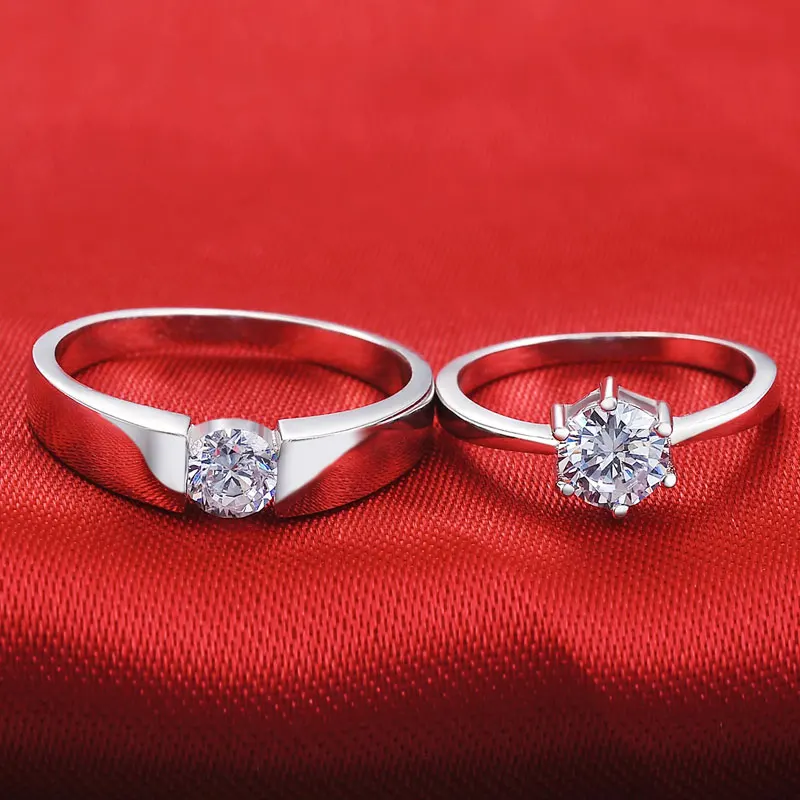 Твердые Настоящее 925 стерлингового серебра кольца пара кольцо для Любовь