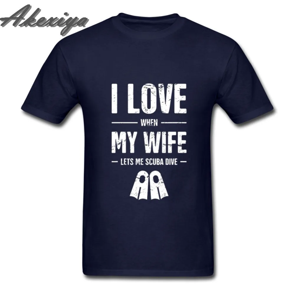 Мужская футболка с короткими рукавами Scuba DiveI Love When My Wife Lets Me Gift for Diver мягкая летняя