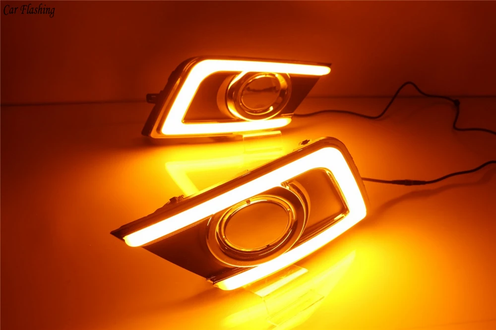Автомобиль мигает 1 комплект DRL дневные ходовые огни дневного света Противотуманные фары крышка с поворотным желтым сигналом для Nissan Navara Sentra