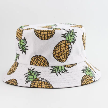 pineapple white Панама, шляпа-Панама для мужчин и женщин летняя кепка с покрывалом банан печать Боб шляпа хип хоп Gorros рыбалка, рыбак шляпа - Цвет: pineapple white
