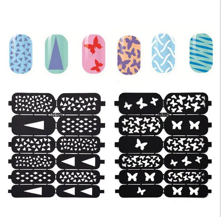 10 шт./компл. цветок тиснения дизайн ногтей полый Шаблоны трафареты для аэрографии