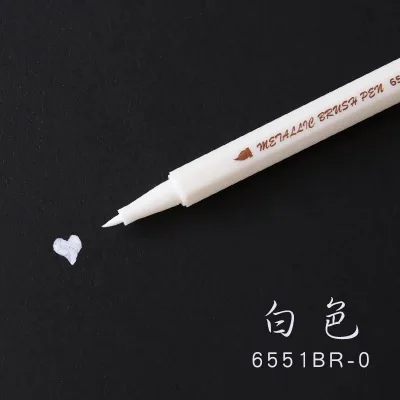 white 1 шт. металлическая перламутровая цветная мягкая кисть Ручка Caligraphy ручка цветной знак ручка декоративная граффити альбом ручка для рисования студенческие принадлежности - Цвет: white