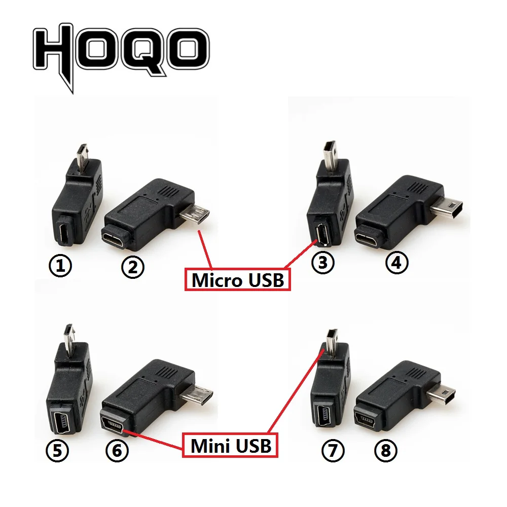 Бесплатный адаптер для mini usb micro 100 шт. 90 градусов левый и правый угол разъем