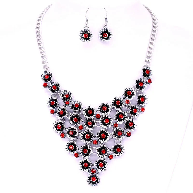 Vintage Flowers Rhinestone Necklaces &amp Pendants Twisted Chain Statement Necklace Women Jewelry collier | Украшения и