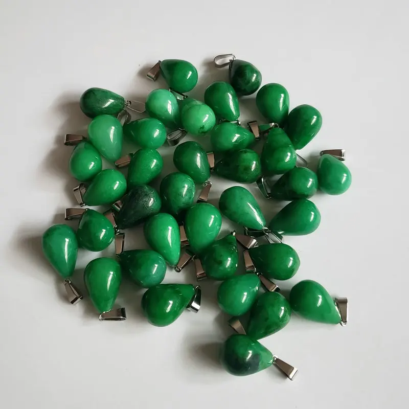malaysian jade 50 шт./лот горячая Распродажа смесь природных камней подвески в форме капли воды для изготовления ювелирных изделий DIY - Окраска металла: malaysian jade