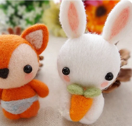 Rabbit Маленькая лиса, Маленький слон лягушка, кролик кулон из шерсти набор для рукоделия шерстяная войлочная игла для украшения рукоделия сделай сам - Цвет: Rabbit