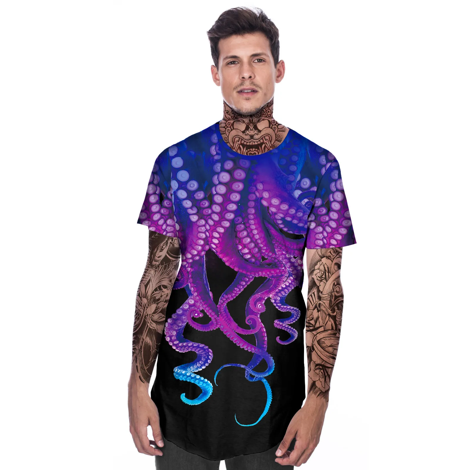 2019 Харадзюку футболка Осьминог Мужская Хип Хоп Футболка уличная летняя