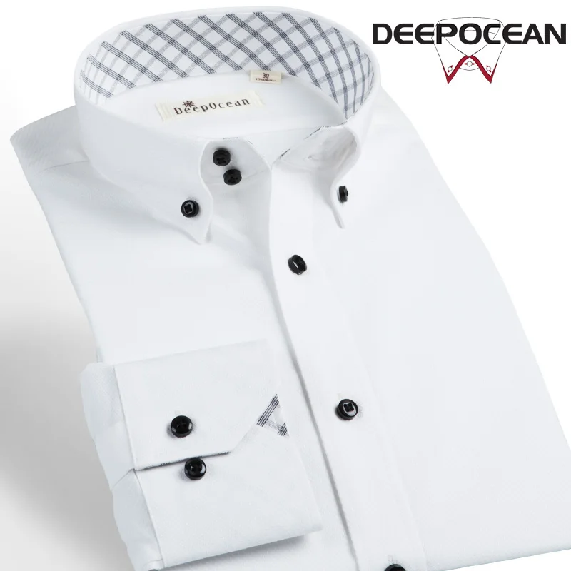 Мужские Формальные Рубашки Deepocean новая модная длинная Мужская рубашка мужские
