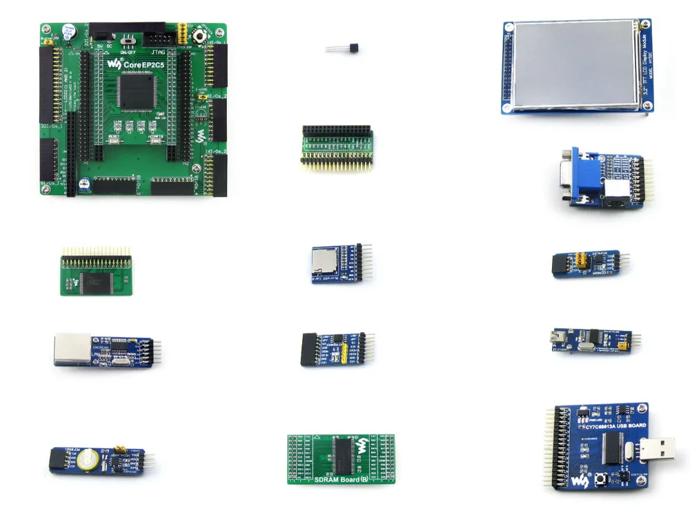 Waveshare EP2C5 EP2C5T144C8N ALTERA Cyclone II FPGA макетная плата + 13 модулей аксессуаров = семейпосылка