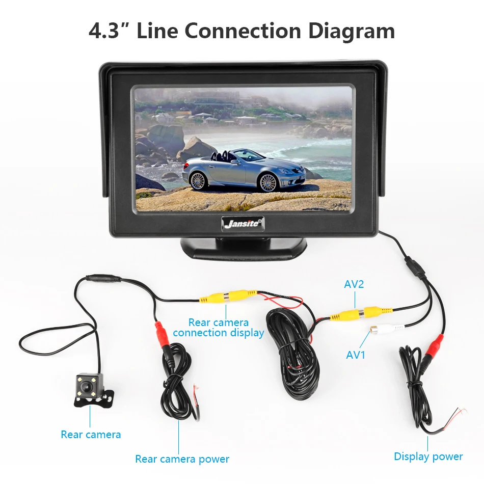 Jansite " проводной автомобильный монитор TFT lcd Автомобильный монитор заднего вида помощь при парковке 18 светодиодный ИК Водонепроницаемая резервная камера для седана грузовика