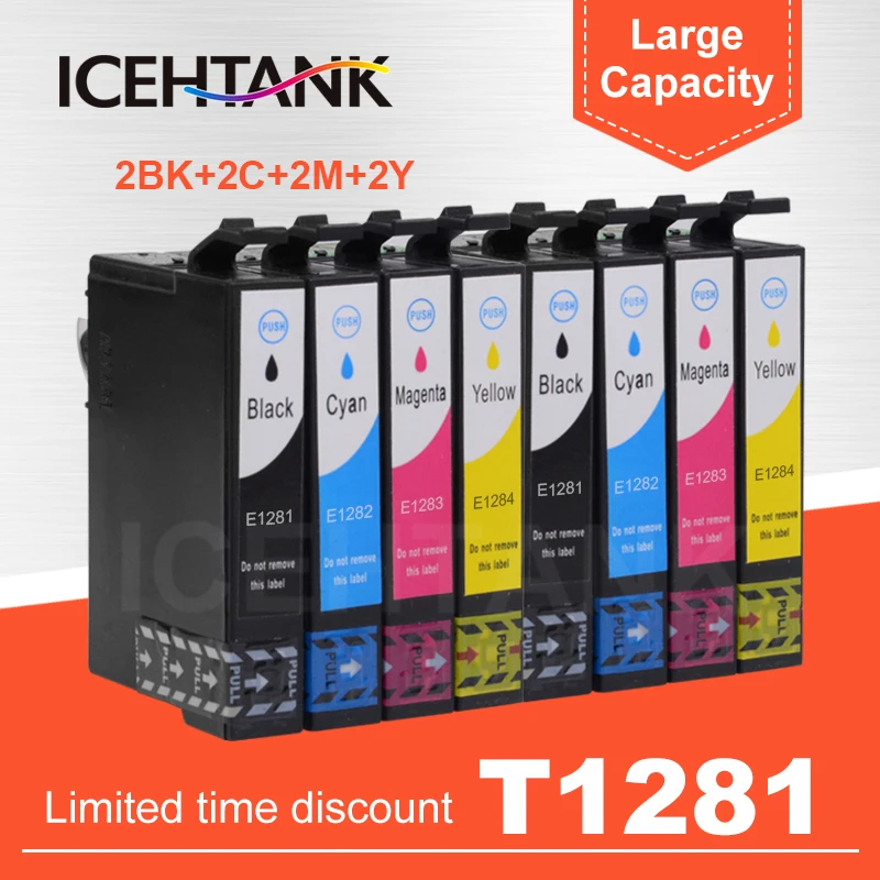 

2 Set For Epson T1281 Compatible Ink Cartridge Stylus S22 SX125 SX130 SX230 SX235W SX420W SX425W SX430W SX435W Printer Full Ink