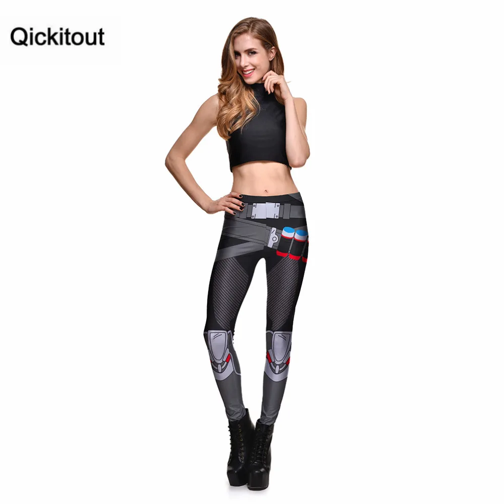 Qickitout леггинсы модные сексуальные женские пояса пули черные машинные с цифровой