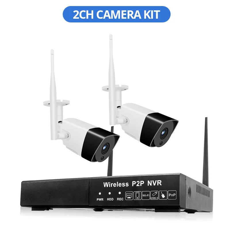 2CH camera kit Wetrans камера безопасности 1080P Аудио HD CCTV Wifi камера NVR комплект видеонаблюдения беспроводной открытый водонепроницаемый 4CH 2CH - Цвет: 2CH camera kit
