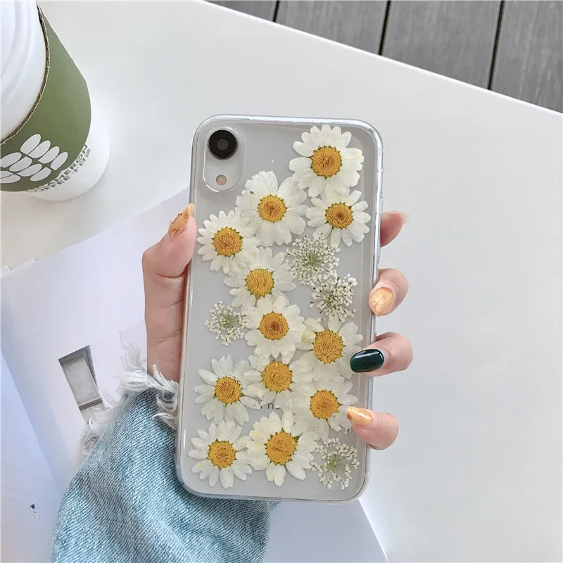 Эпоксидный чехол для гербарий хризантемы, чехол для телефона iphone 6 6 S 8 7 X Plus XR XS, максимальный чехол, стильный прозрачный мягкий чехол из ТПУ