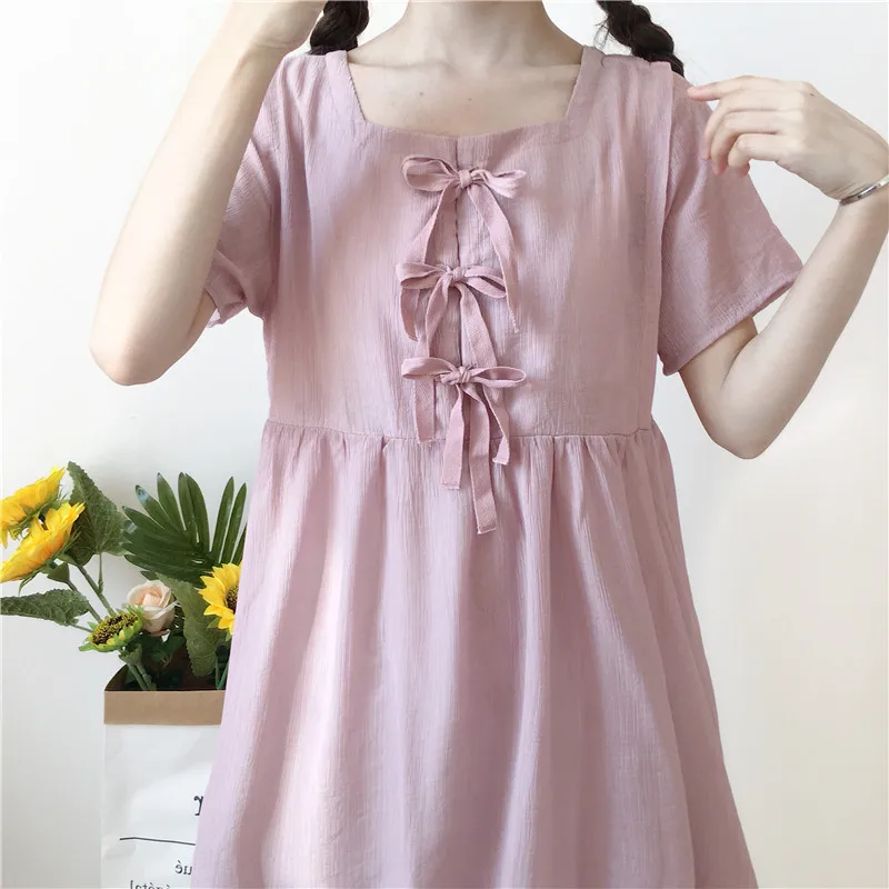 2019 женские платья Япония Kawaii Ulzzang Новое повседневное свободное платье милые