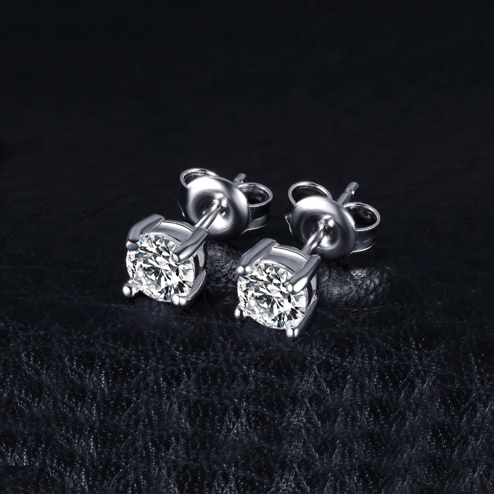 JewelryPalace круглый 1ct чистый 925 стерлингового серебра серьги стержня для Для женщин