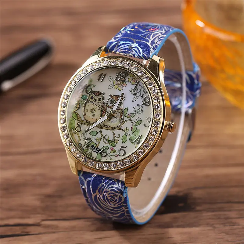 Роскошные женские часы Montre Femme, лучший бренд, мужские и женские универсальные парные модели с рисунком совы, кварцевые часы с бриллиантами, Reloj* A