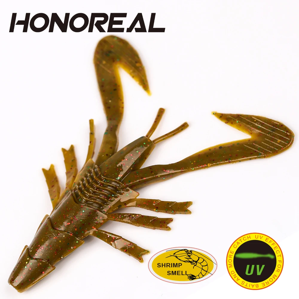 HONOREAL 3 шт. 6 5 см блестящие УФ креветки сильный запах мягкие раки рыболовные