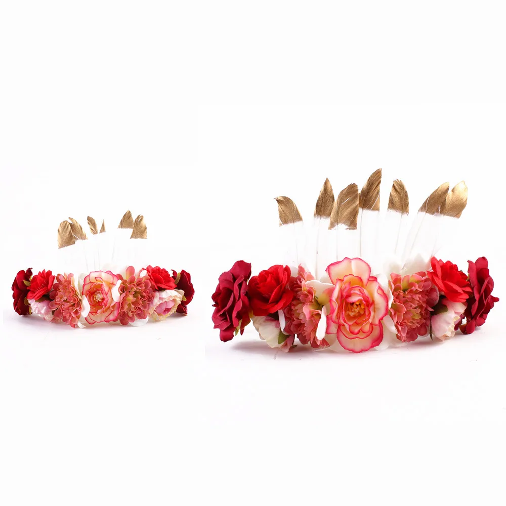 Обруч для волос Мама и я ручная работа 3D цветок перо аксессуары D0548 | Детская