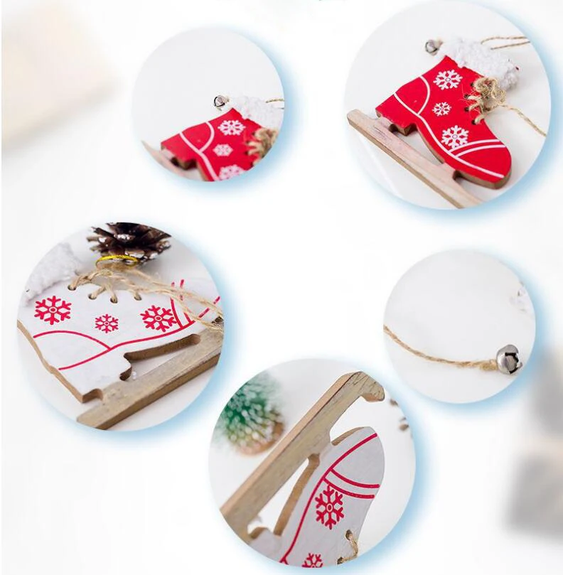 Christmas Painted Decorative Pendant Tree Innovative Skates Ski Shoes Home Door And Decorations | Дом и сад