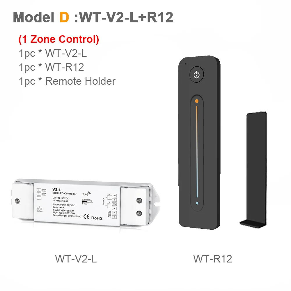 Model D Светодиодный диммер CCT 12 В 24 в 36 в RF беспроводной 2,4G пульт дистанционного управления Smart Wifi 2CH WW CW Светодиодный контроллер для CT одноцветная Светодиодная лента V2-L - Цвет: Model D