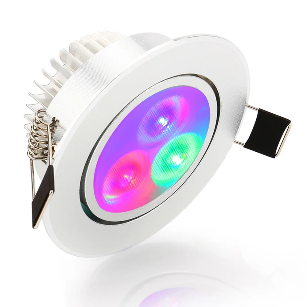 4 шт./лот) RGB 3 Вт светодиодный потолочный светильник с пультом дистанционного управления, встраиваемый потолочный светильник, красочный Точечный светильник, домашний, вечерние, декоративный светильник