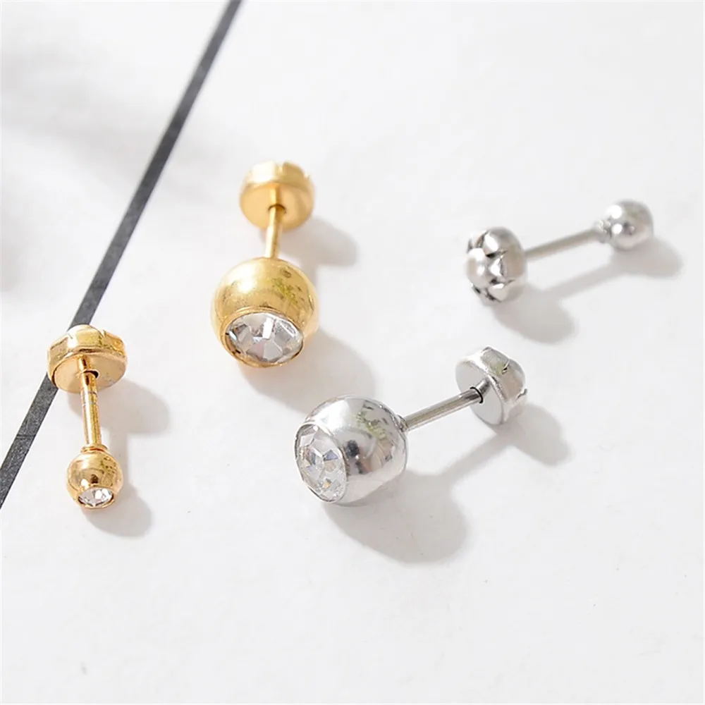 Штанга гантельного типа золото Цвет кольцо из нержавеющей стали циркониевое мяч