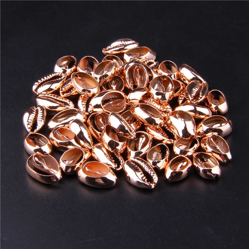 

10pcs Rose Gold Natural Shell Loose Beads Bracelet Connector Silver color Shells Beads Charms for Necklace Jewelry Making DIY