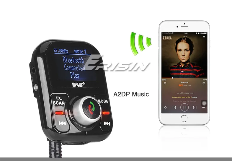 Erisin ES361 USB DAB+ цифровое радио lcd A2DP Bluetooth SD RDS fm-передатчик