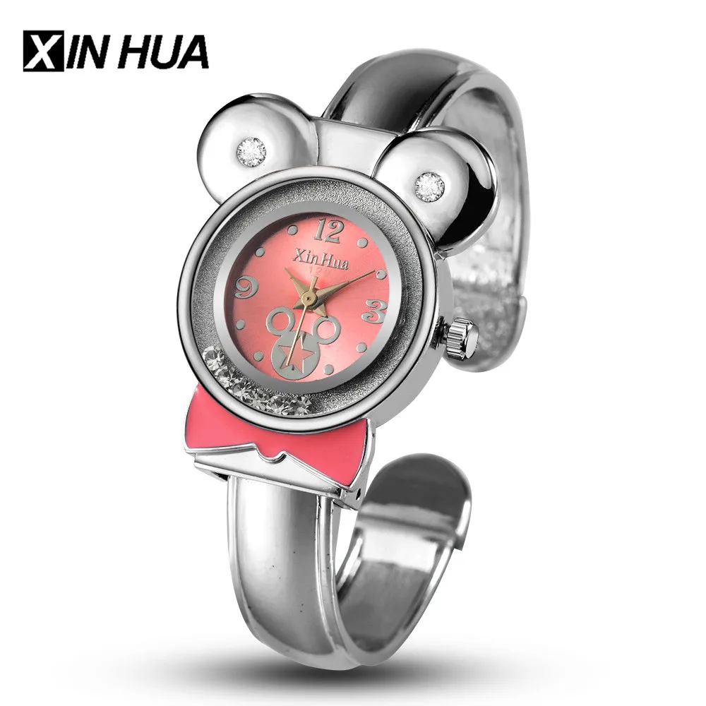 

Unique Relogios Feminino New XINHUA Women Watches Stainless Steel Bracelet Bangle Cute Mouse Quartz Watch Designer Female Clock