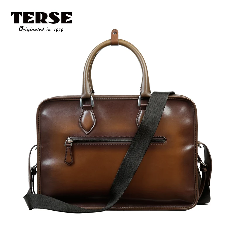 TERSE_New Fashion мужской портфель из натуральной кожи мужская сумка деловой табак цвет