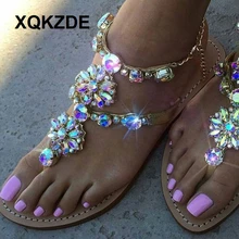 XQKZDE 2018 женские сандалии со стразами и цепочками гладиаторы на