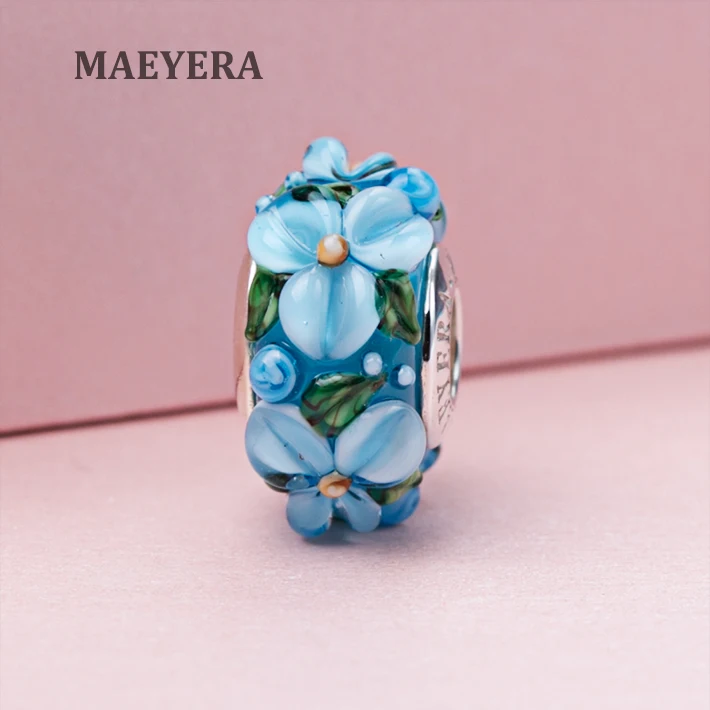 MAEYERA подлинное 925 пробы серебро светильник синий стерео лепестки из муранского