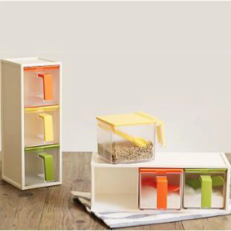 

Transparent Russia flavor Spice jar seasoning jar kitchen condiment box acrylic seasoning Box Storage Box Cruet 3pcs/set 1020