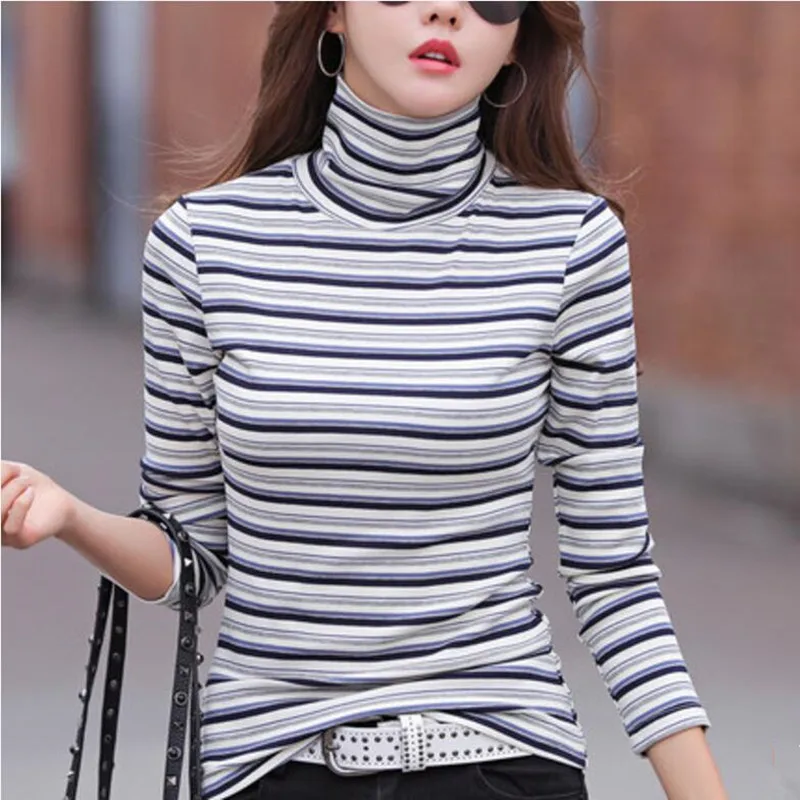 Женская футболка с длинным рукавом хлопковая водолазка зимняя теплая