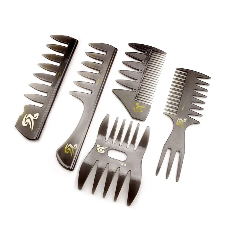 5pcs 5pc/set Wide Teeth Comb Fork Comb Men Beard Hairdressing Brush Barber Shop Hair Styling Tools Salon Accessory Wide Hairbrush - Цвет: 5pcs