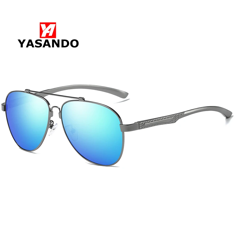 Men's Polarized Sunglasses Memory Frame YASANDO Luxury Brand Classical Pilot Driving Eyewear UV400 Male All-fit Sun Glass XY130 |