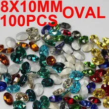 Стеклянные бусины 100 шт 8x10 мм овальной формы кристаллические