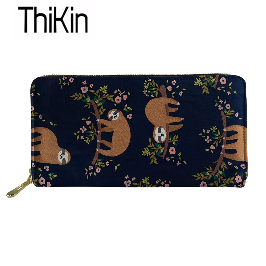 Длинные кошельки Thikin с милым принтом животных для кредитных карт женский клатч
