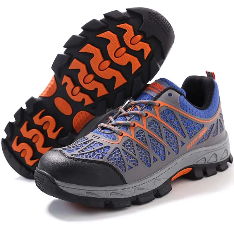 Новая выставка, Мужская защитная обувь, легкие дышащие мягкие модные уличные рабочие ботинки, защитная обувь со стальным носком и сеткой, мужская обувь