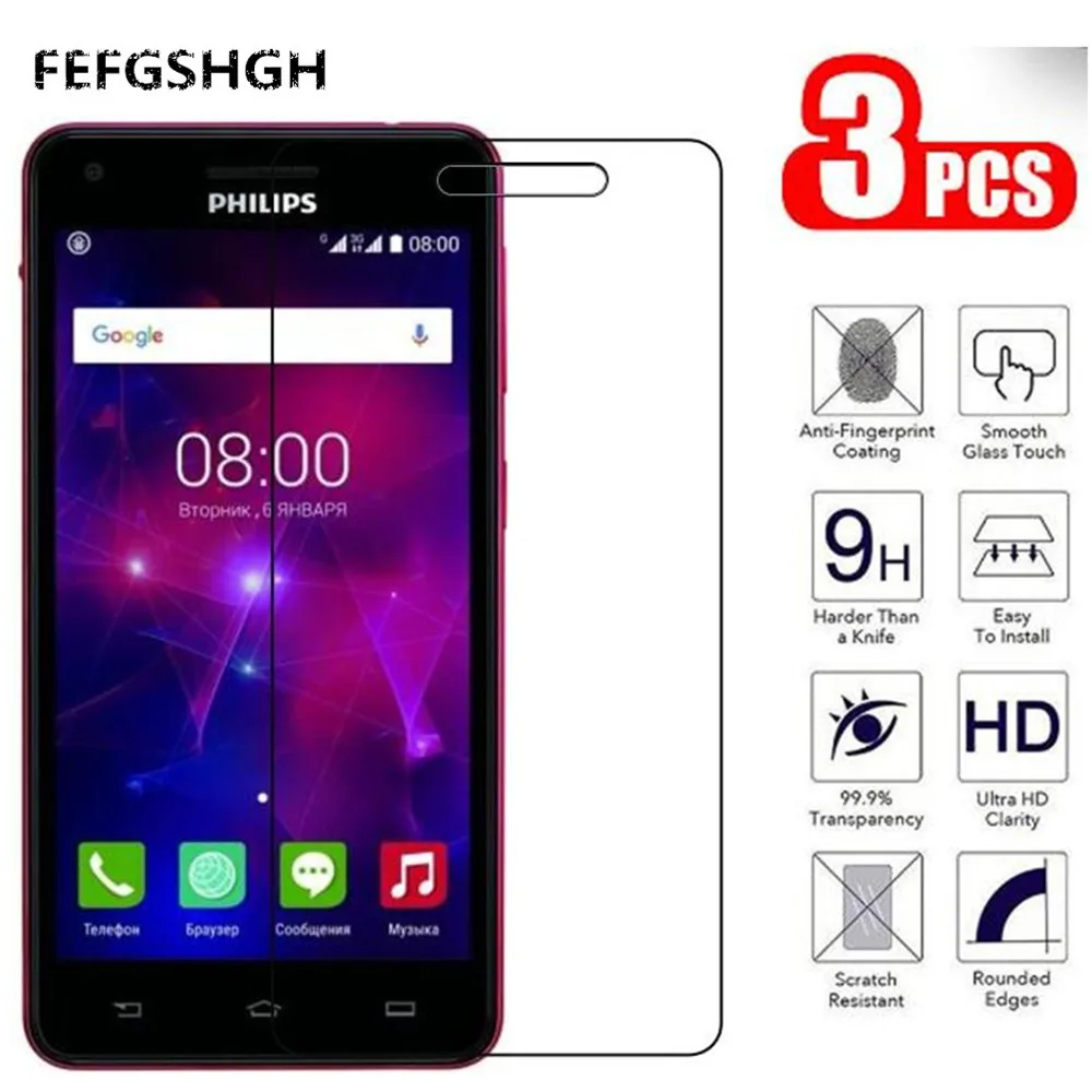 Закаленное стекло 9H 2.5D для Philips Xenium V377 Защитное экрана защитная пленка
