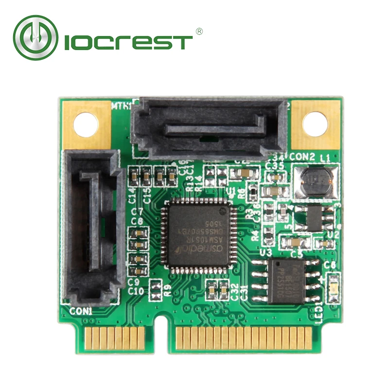 IOCREST Mini PCI Express 2 внутренняя SATA III ( 6 ГБ/сек.) RAID ASM1061R карта контроллера 3 0 Гбит/с порты