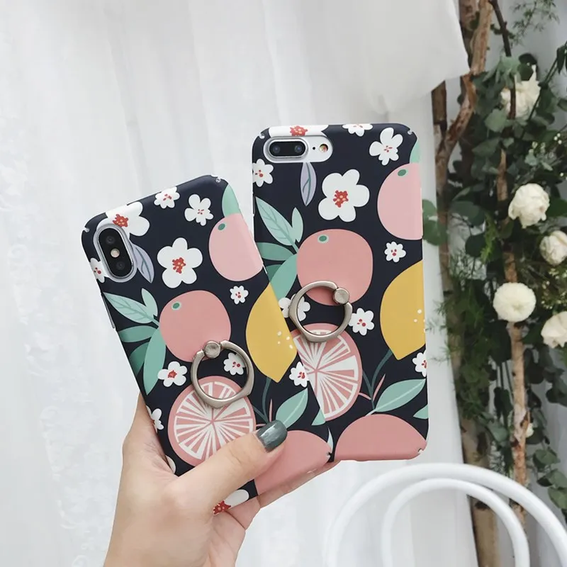 Апельсин крепление в виде кольца на палец чехол для телефона iphone 6 S 7 8 Plus Модный