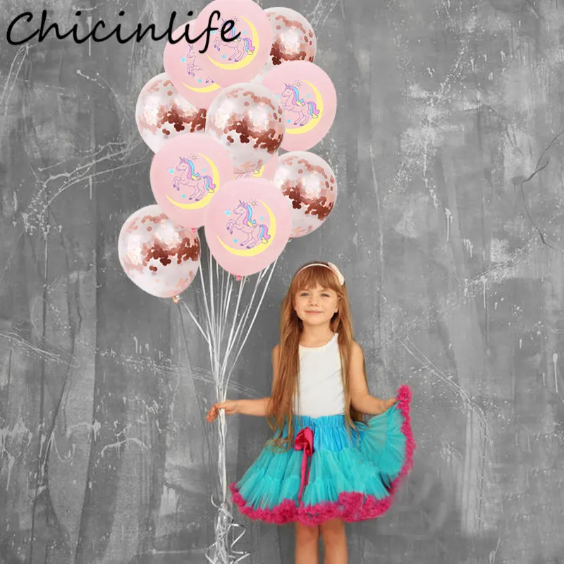Chicinlife 10Pcs Unicorn Confetti Latex Balloons Happy Birthday Party Decoration Baby Shower Kids Wedding Supplies | Дом и сад